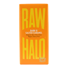 Load image into Gallery viewer, Raw Halo Artisan Raw Chocolate – Dark &amp; Salted Caramel 70g